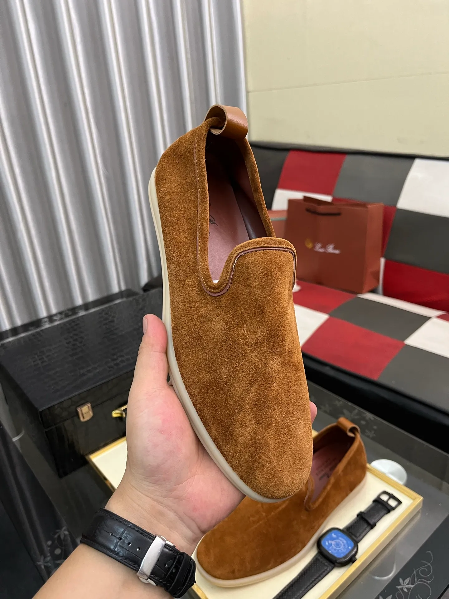 Men's men's shoes 💰420⌚️⌚️Loro*Piana pure original 2023 soft and comfortable LP deerskin flat casual star same style slip-on Loft men's shoes size 38-44